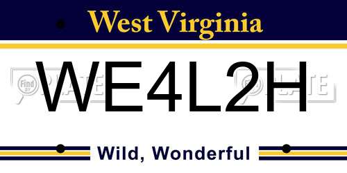 WE4L2H West Virginia License Plate