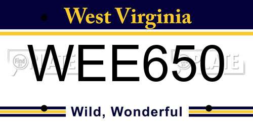 WEE650 West Virginia License Plate