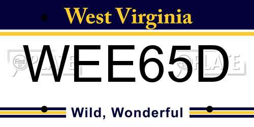 WEE65D West Virginia License Plate
