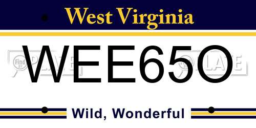 WEE65O West Virginia License Plate