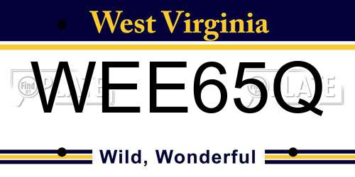 WEE65Q West Virginia License Plate