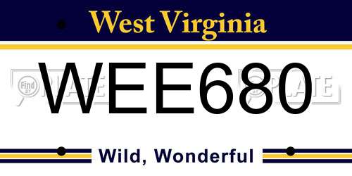 WEE680 West Virginia License Plate