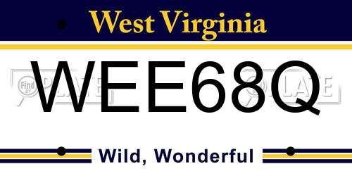 WEE68Q West Virginia License Plate