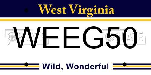 WEEG50 West Virginia License Plate