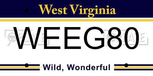 WEEG80 West Virginia License Plate