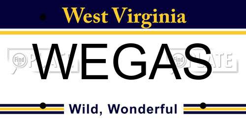 WEGAS West Virginia License Plate