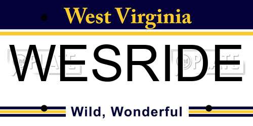 WESRIDE West Virginia License Plate
