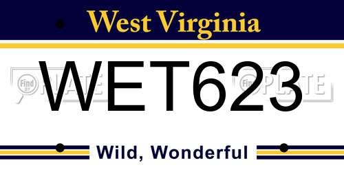 WET623 West Virginia License Plate