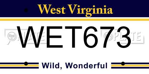 WET673 West Virginia License Plate