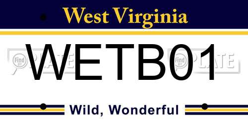 WETB01 West Virginia License Plate