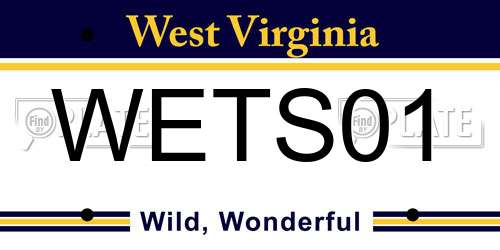 WETS01 West Virginia License Plate
