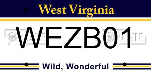 WEZB01 West Virginia License Plate