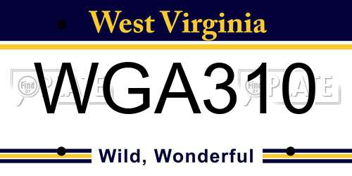 WGA310 West Virginia License Plate