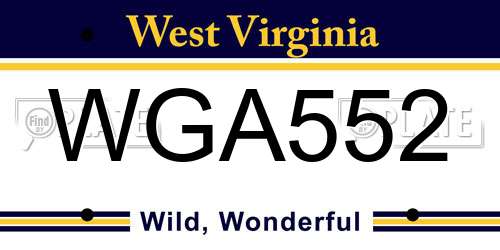 WGA552 West Virginia License Plate