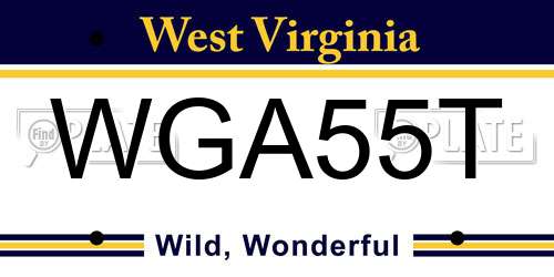 WGA55T West Virginia License Plate