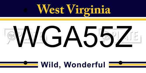 WGA55Z West Virginia License Plate