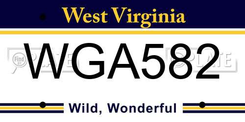 WGA582 West Virginia License Plate