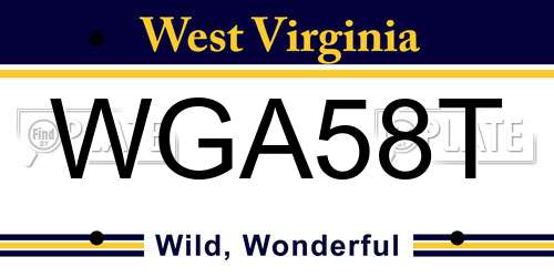 WGA58T West Virginia License Plate