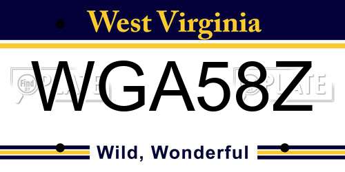 WGA58Z West Virginia License Plate
