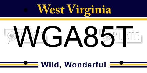 WGA85T West Virginia License Plate