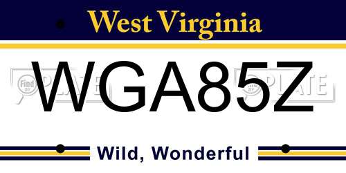 WGA85Z West Virginia License Plate