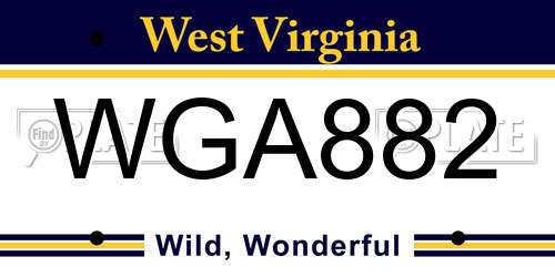 WGA882 West Virginia License Plate