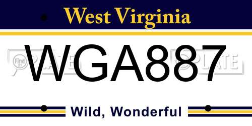 WGA887 West Virginia License Plate