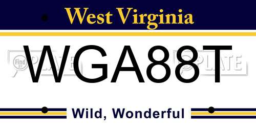 WGA88T West Virginia License Plate