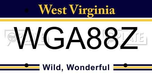WGA88Z West Virginia License Plate