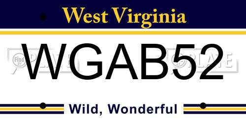 WGAB52 West Virginia License Plate