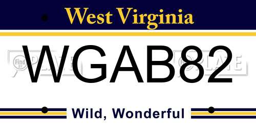 WGAB82 West Virginia License Plate