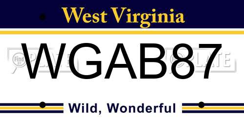 WGAB87 West Virginia License Plate