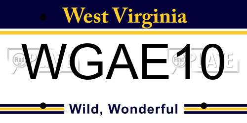 WGAE10 West Virginia License Plate