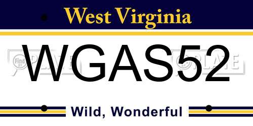 WGAS52 West Virginia License Plate