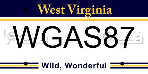 WGAS87 West Virginia License Plate