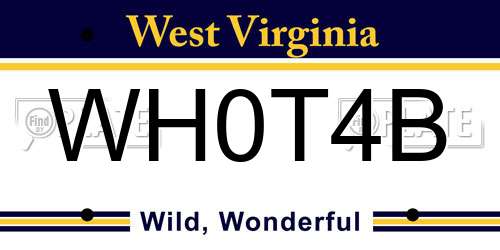 WH0T4B West Virginia License Plate