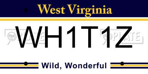 WH1T1Z West Virginia License Plate