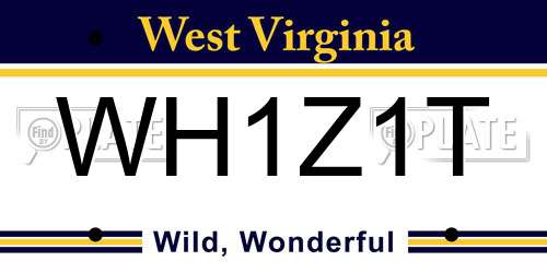 WH1Z1T West Virginia License Plate