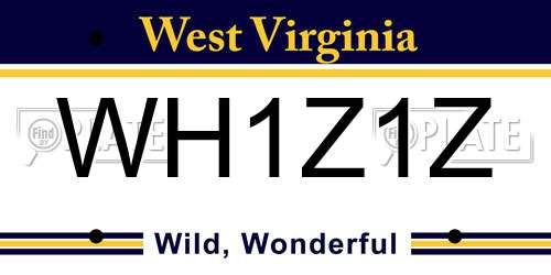 WH1Z1Z West Virginia License Plate
