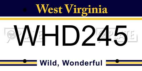 WHD245 West Virginia License Plate