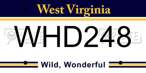 WHD248 West Virginia License Plate