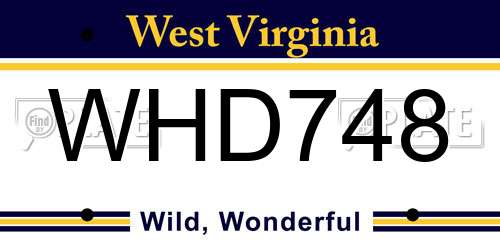 WHD748 West Virginia License Plate