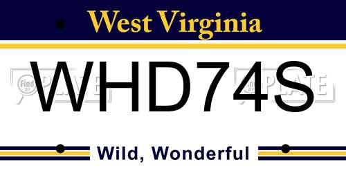 WHD74S West Virginia License Plate