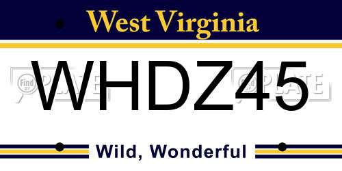 WHDZ45 West Virginia License Plate