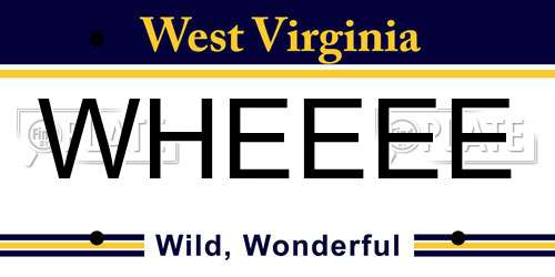 WHEEEE West Virginia License Plate