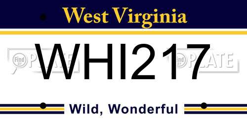 WHI217 West Virginia License Plate