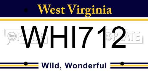 WHI712 West Virginia License Plate