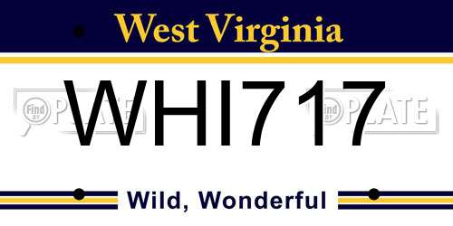 WHI717 West Virginia License Plate
