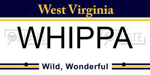 WHIPPA West Virginia License Plate
