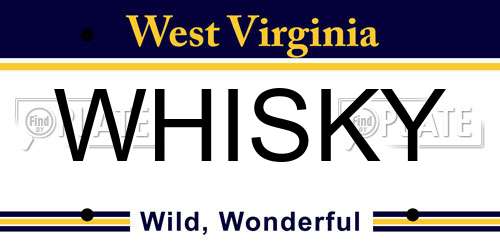WHISKY West Virginia License Plate